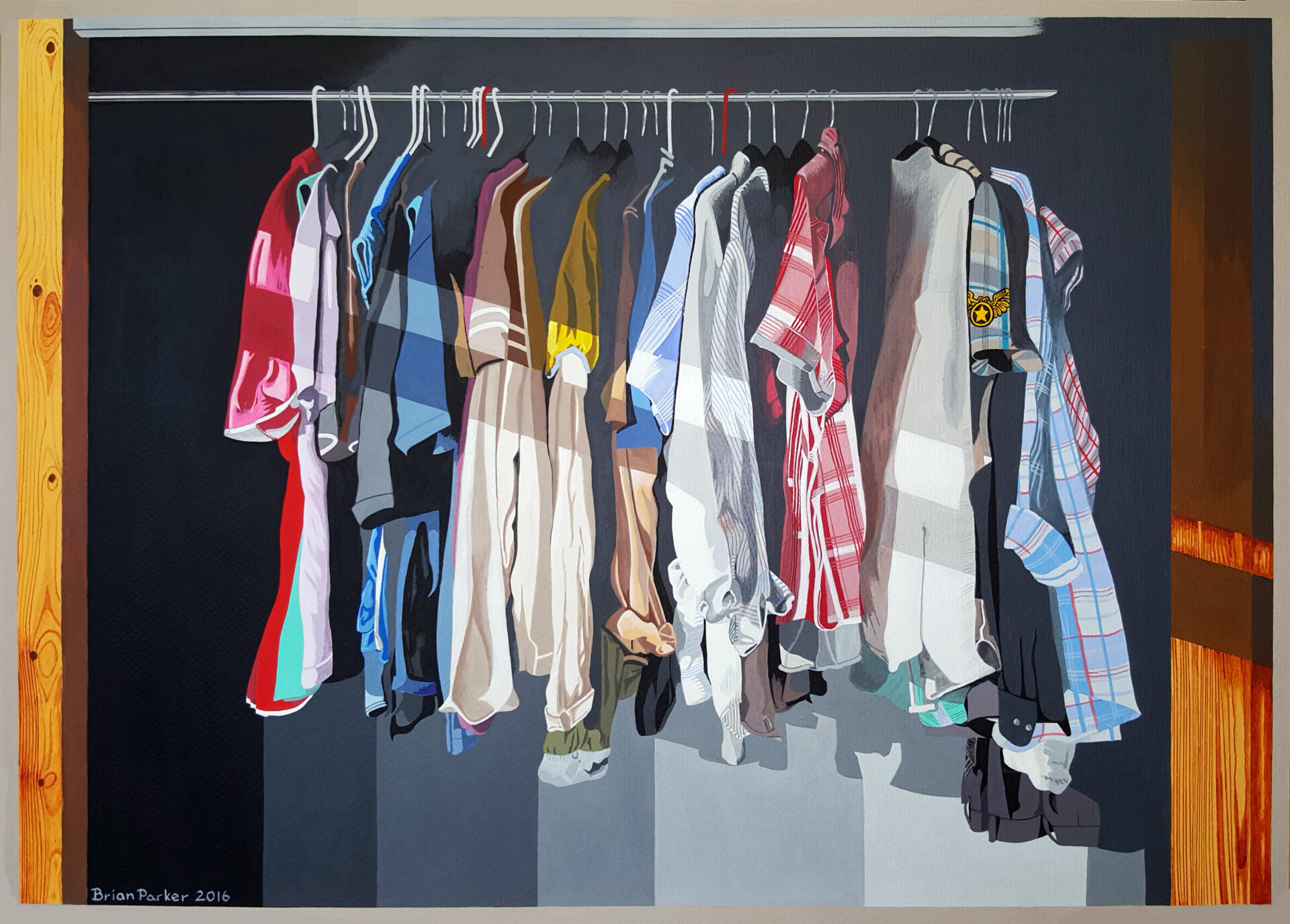 ‘Wardrobe’, 2016 by Brian Parker . Inspiration from the simple home interiors views we see every day but notice and appreciated by the artist Brian Parker.